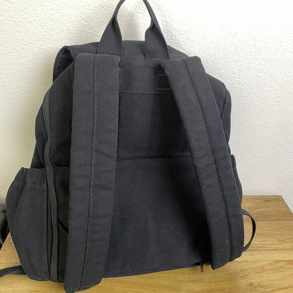 Beis The Rucksack Backpack Black Womens Canvas Pockets Shoulder Straps EUC - Picture 6 of 11